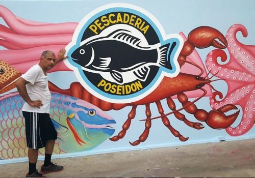 Mural for a fishmonger in Puerto Plata RD in 2019